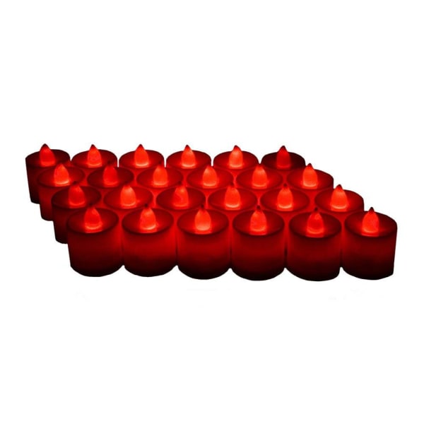 24 LED-telys - flammeløse tidlige stearinlys - batteridrevne elektroniske falske lys - dekorasjon for bryllup, fest, dating og festivaler (rød)