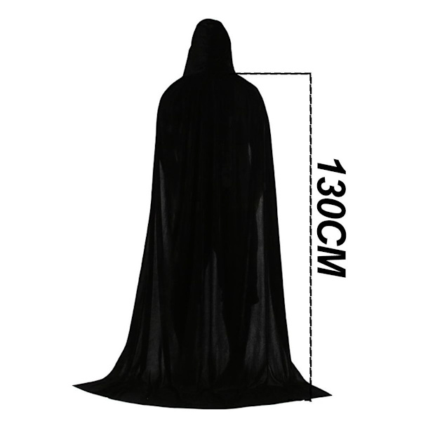 Unisex sort fuld længde hætte kappe kostume