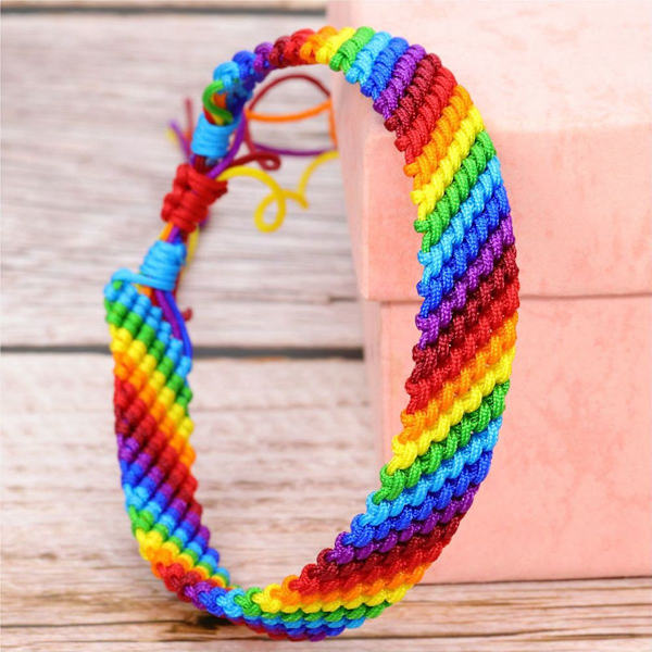 2 stycken regnbågsflätade armband för män och kvinnor, vänskapsarmband KLB