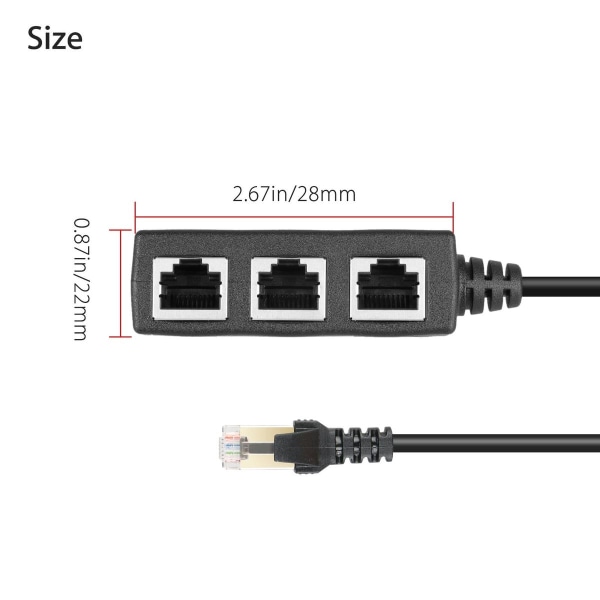 RJ45 LAN Ethernet 1 til 3 Port Splitter Kabel Nettverk Cat5 Cat6 Adapter Socket