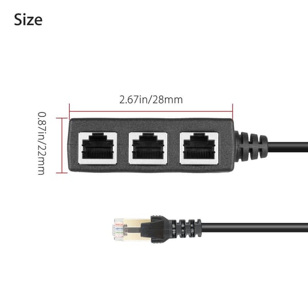 RJ45 LAN Ethernet 1 til 3 Port Splitter Kabel Netværk Cat5 Cat6 Adapter Stik