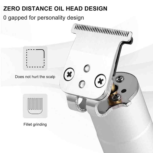 Silver Barbershop Hårklipper: Elektrisk, T-Blade Trimmer, USB Genopladelig KLB