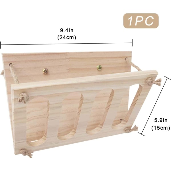 Foldbar høhæk i træ til kaniner, fastgjort bakke, hødispenser til marsvin, kæledyrshøholder, bur, chinchilla, hamstertilbehør