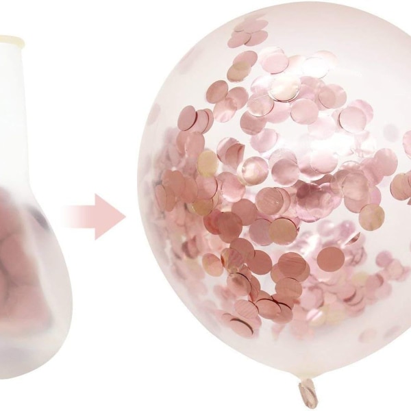 Konfettiballonger i roségull, 50 latexfestballonger med roségull KLB