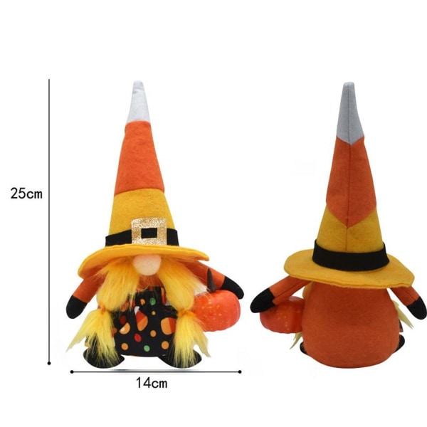 Halloween Plysj Gnomes Håndlagde Ansiktsløse Dukke Hjemmebord Gul KLB