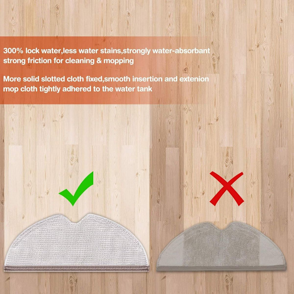 Pakke med 6 rengjøringskluter for Xiaomi Roborock S5 S50 S51 S55 S6 S6 MAXV S5 MAX