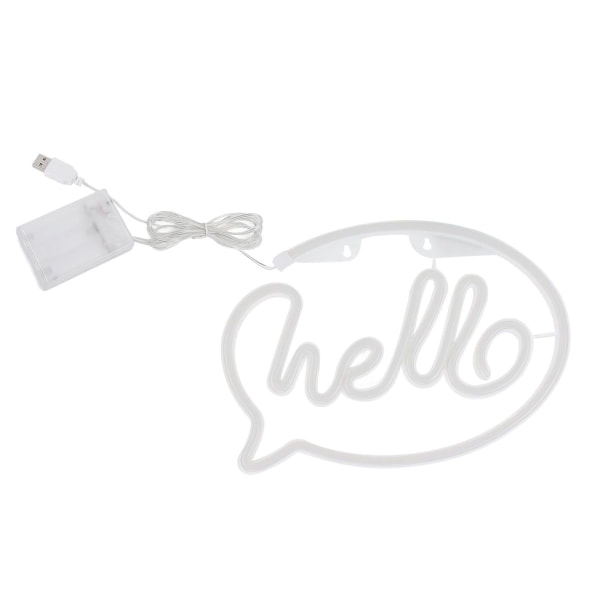 Neonljus, USB-driven, batteridriven, Hello LED-neonskylt KLB