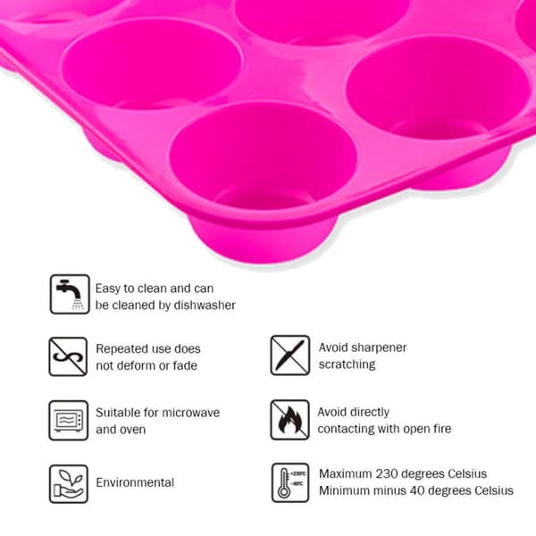 Silikon Muffinform Non-Stick 12 Koppar Jumbo Rose Röd Muffinform KLB
