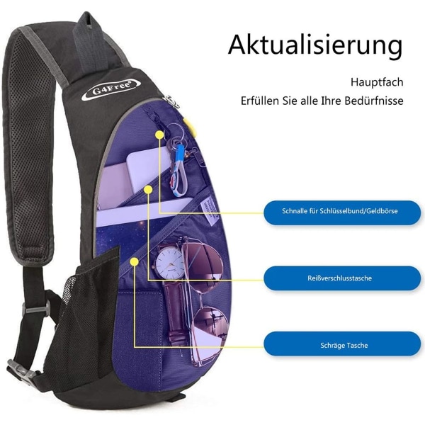 Bröstväska, axelväska, ryggsäck, axelväska, triangelryggsäck KLB