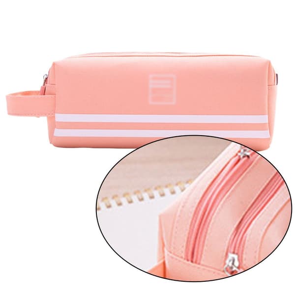 Stor 2-roms sammenleggbar pennal Pink