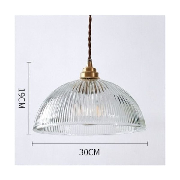 Industriel Vintage Klar Glas Kuppel Pendellampe, med E27 Messing Kobber Lysekrone Base, Loftlampe, Uden Lyskilde (30cm) KLB