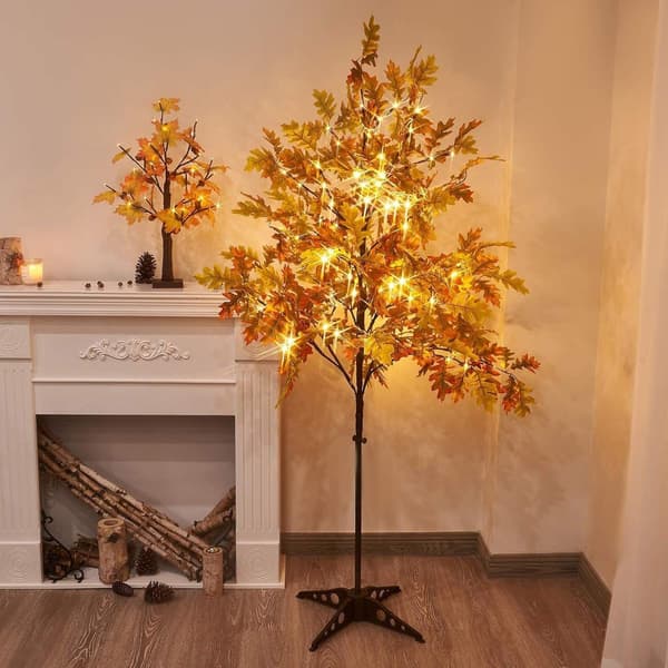 2FT Forbelyst Lønnetre med 24 Varme Hvide LED Bordlamper Thanksgiving Løn