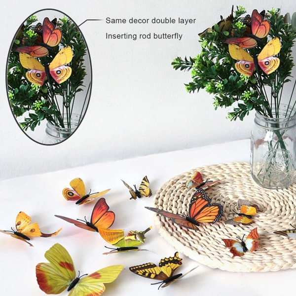 36 stk 3D Butterfly Art DIY Dekor Veggklistremerker Dekaler Barnerom KLB