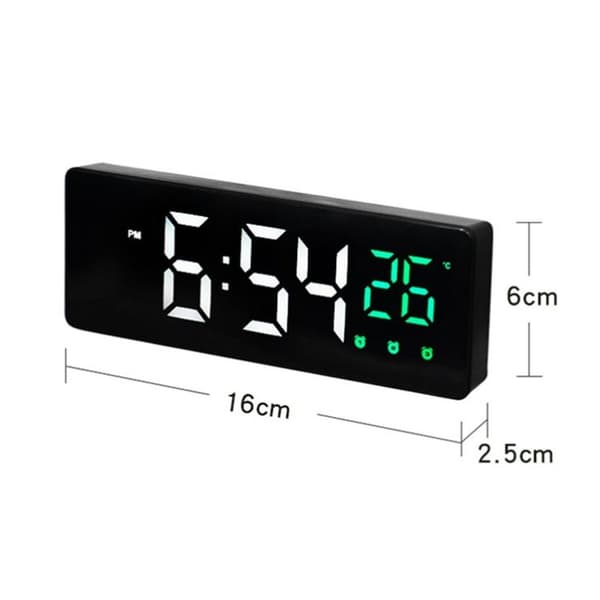 0715 Röstaktiverad LED-ljudlös, datum, temperaturdisplay, elektronisk klocka