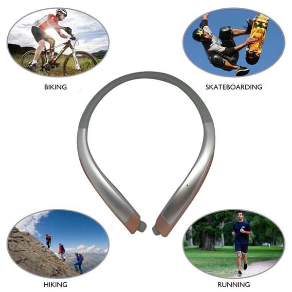 Bluetooth-hörlurar, trådlöst nackband sportheadset med silver