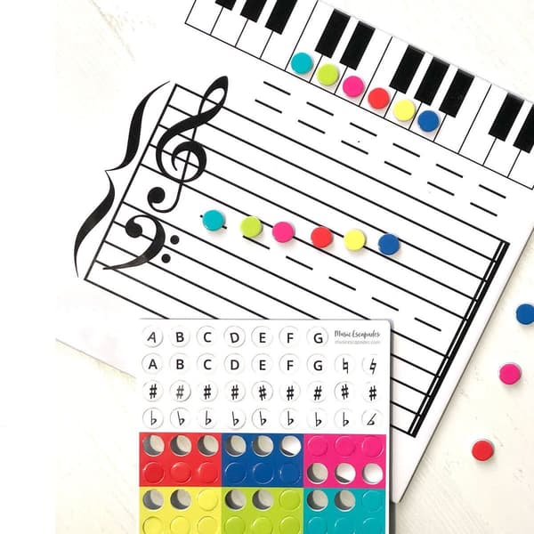 1 sett viskeltavle tomt notesystem for musikkstudenter lærere magnetisk KLB