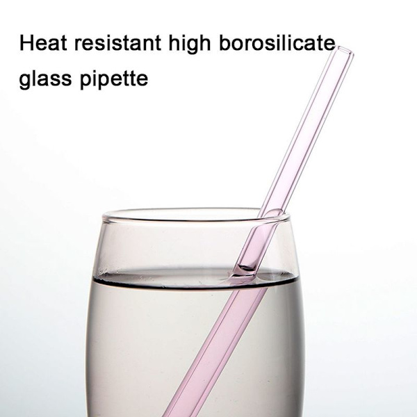 Uudelleenkäytettävät lasipillit, kirkkaat lasiset juomapillit, - Perfect Pink