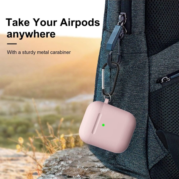 Airpods case är kompatibelt med den rosa/marinblå