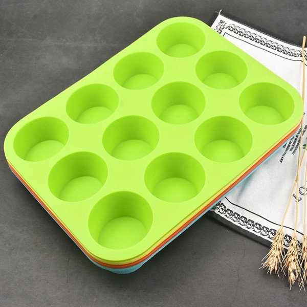Silikone Muffinform Non-Stick 12 Kop Muffinform Jumbo Muffin Grøn