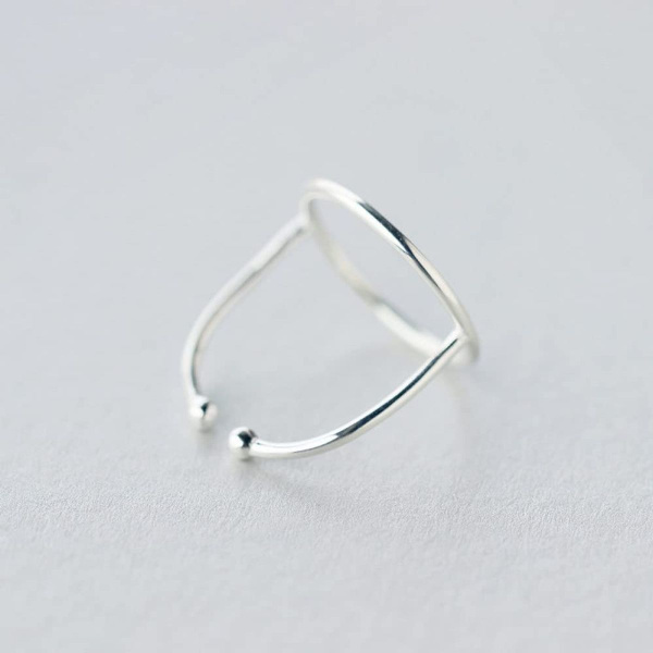 Silverring, geometrisk cirkulär urringning, justerbar ring