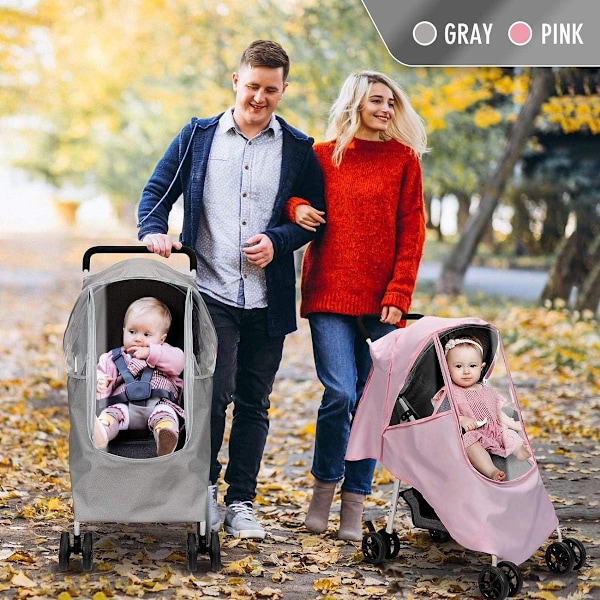 Regnskydd och myggnät till barnvagn, väderskydd rosa KLB