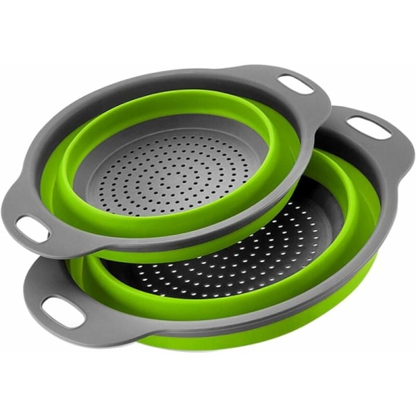 Collapsible Strainer 2 Pieces Foldable Strainer Parts Silicon Collapsible Strainer Kitchen Strainer Tidy Pasta Passa (Green) KLB