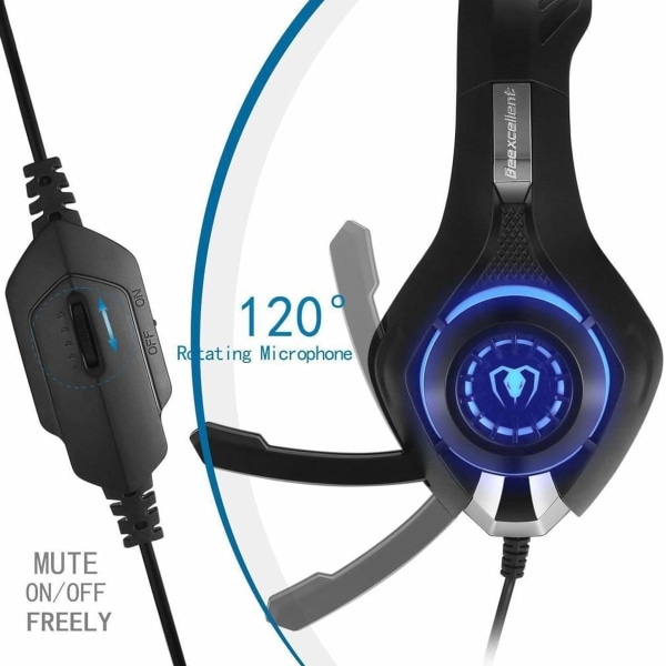 Gaming headset med mikrofon for PC/PS4/Xbox one/Playstation 4 (blå)