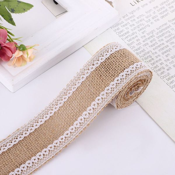 Båndruller, Naturlig Burlap Krans med Hvid Blonder, Burlap Burlap Bånd, Naturlige Burlap Bånd, Blonder Håndværk Bånd, til Bryllup, DIY,