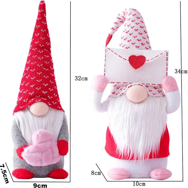 Valentinsdagshjärtformad kuvert med tomte utan ansikte Rudolph-prydnad KLB