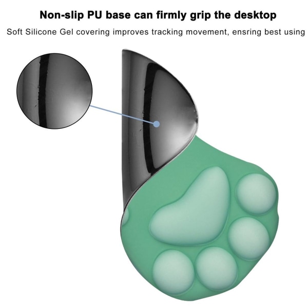 Musmatta med kattass och handledsstöd, mjukt silikon, grön
