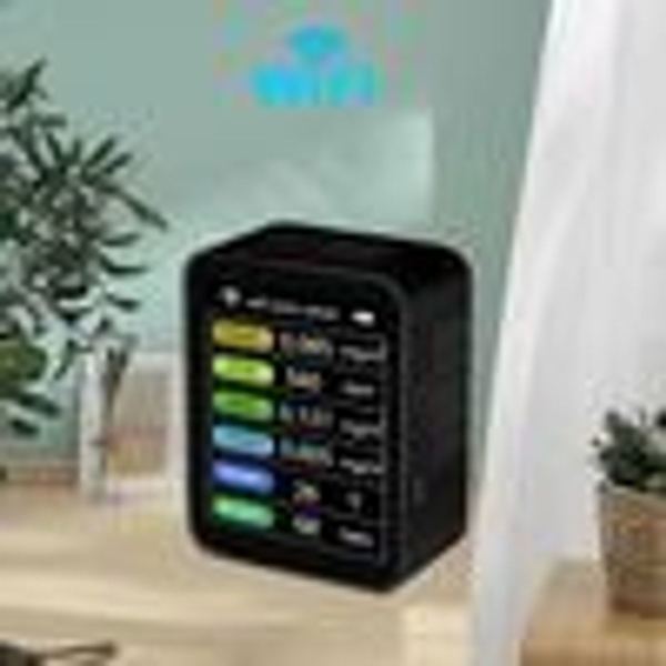 Tuya WiFi 6 i 1 CO2-detektor för koldioxid CO2-mätare CH2O TVOC GAS KLB