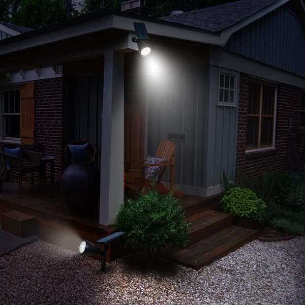 Pakke] Solcelle LED Flomlys, 4 LED Solcellelys, Vanntett Hagebelysning for
