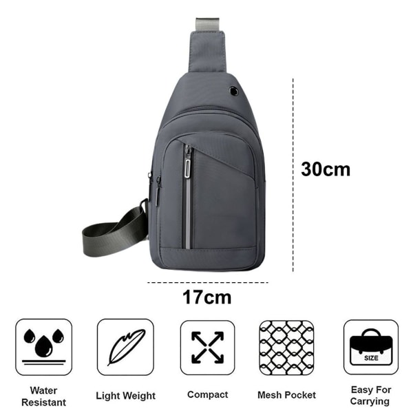 New chest bag men's waterproof nylon shoulder chest bag gray