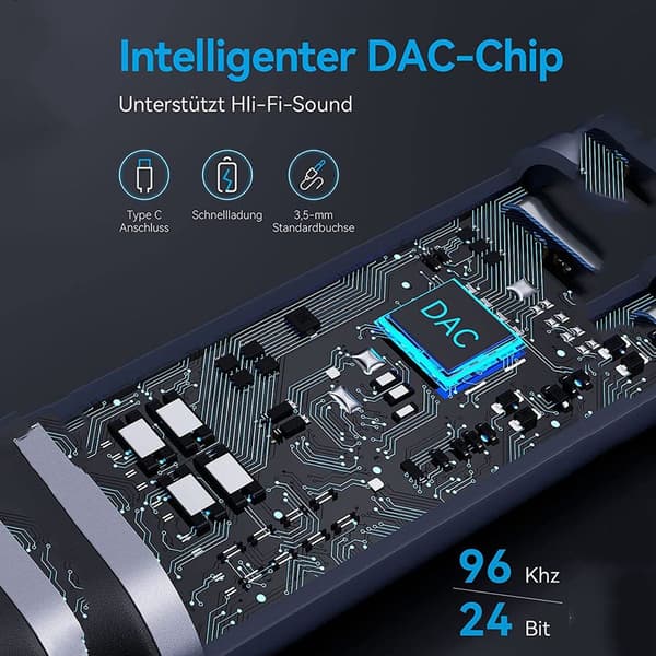 USB C til 3,5 mm jack hodetelefonadapter og lader - 2 hodetelefoner