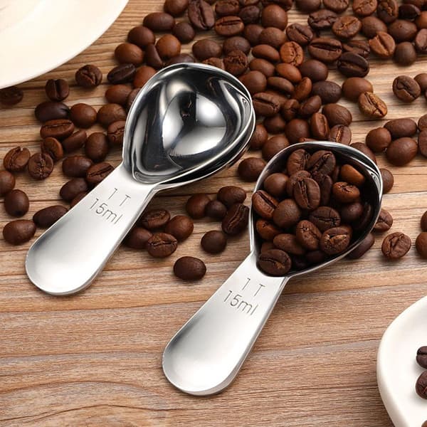 Rustfritt stål kaffeskje, kort håndtak, sølv KLB