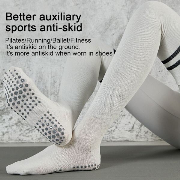 Knæhøje tåfri lange skridsikre sokker - Anti-slip hvide KLB