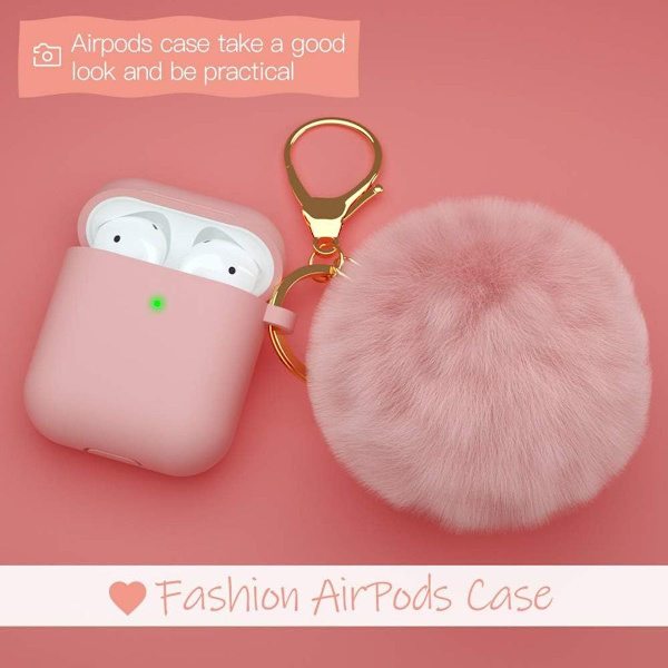 Airpod-etui, silikon Airpod-etui med lys rosa