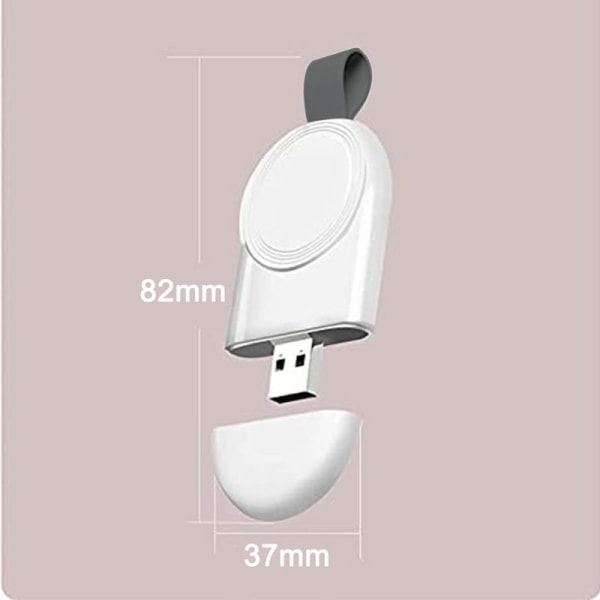 Lader for Apple Watch, iwatch Series 6/5/4/3/2/1/SE, med svart hengespenne