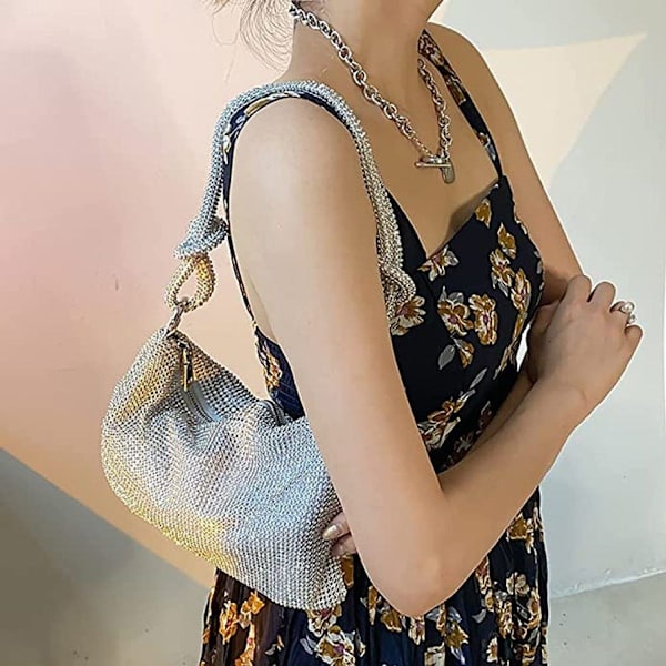 Kvinners clutch glitter kveldsveske skulderveske elegant håndveske med