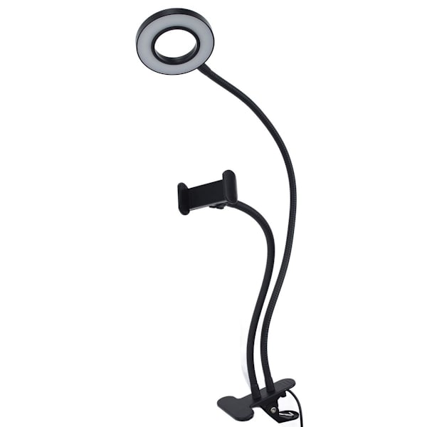 Justerbar multifunktionel USB selfie ringlys til mobiltelefoner KLB