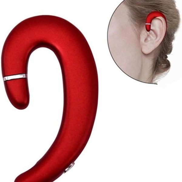 Trådlösa Bluetooth hörlurar med öronkrok, headset utan öronproppar, röd