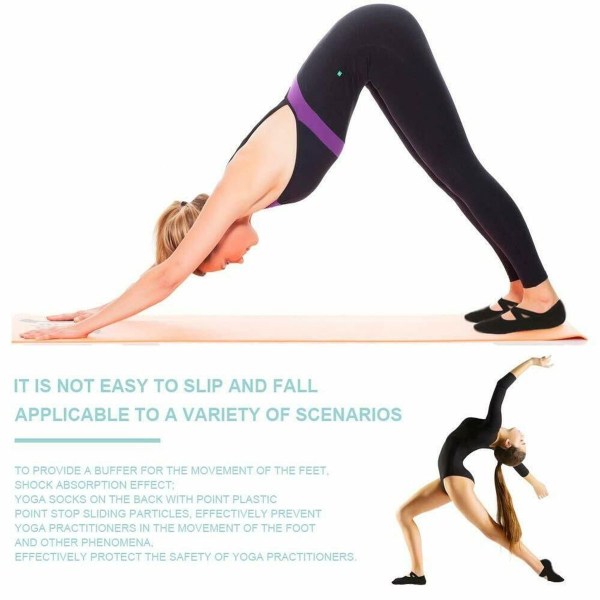 2 par yogasokker til kvinder, skridsikre håndtag og stropper, ideelle til KLB