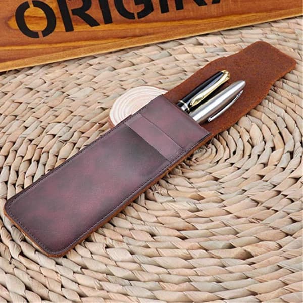 Läderrullpenna/Pennhållare/Pouch Organizer, Vinröd