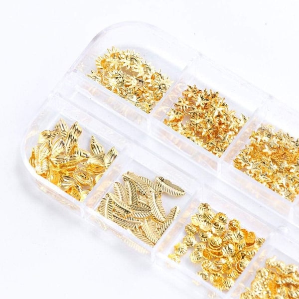 Nagelkonst Paljetter Glitter Kits Nagelkonst Dekaler Nageltillbehör 3D Guld Nagelkonst Dekora KLB