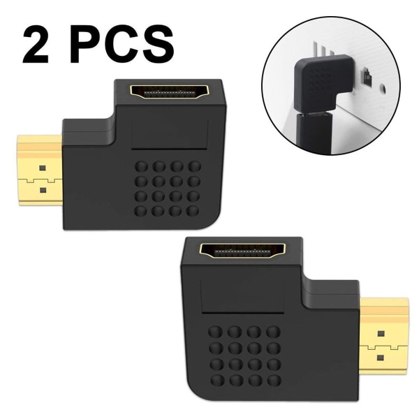 VCE-pakkaus 2 HDMI-kulmasovitinta 4K HDMI-kulmaliitin, 90 asteen oikea kulma