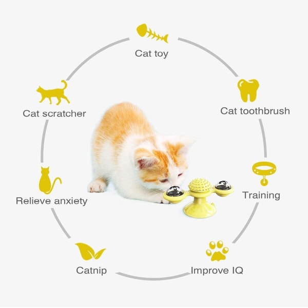 Windmill Cat Toy Interactive Yellow KLB