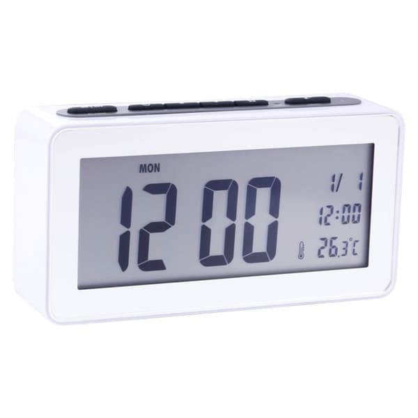 Sengeaflækkerur med LED-display (hvid)