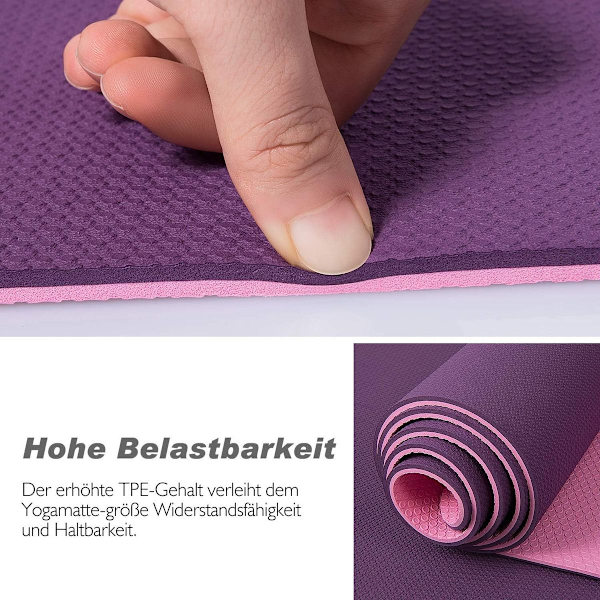 TOPLUS yogamåtte: Polstret og skridsikker, inklusive bærestrop KLB