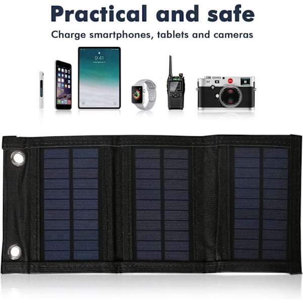 8W hopfällbar solcellsladdare utomhus vattentät solpanel polykristallin solpanel med 5V USB-portar för iPhone iPad Samsung Galaxy etc KLB