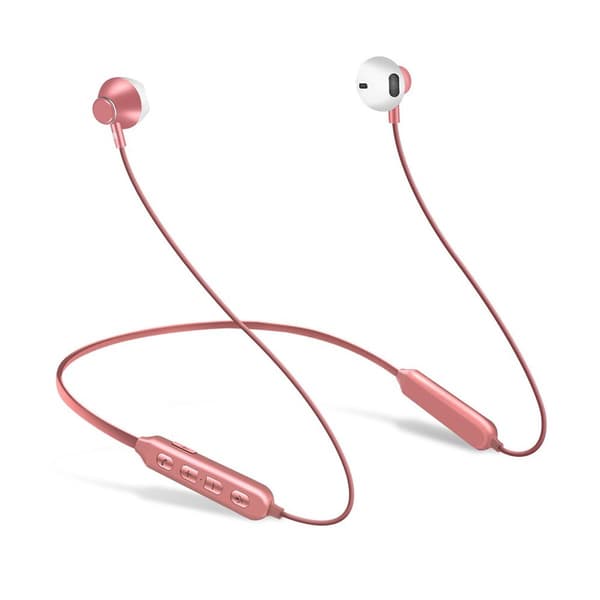 Bluetooth-hodetelefoner sport i øret, Bluetooth 5.0 rosa